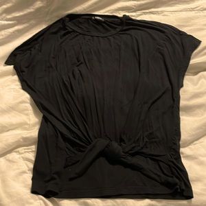 SHEIN - Black Short Sleeve Knot Tie T Shirt - Small